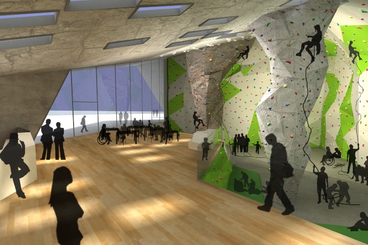 YES ARCHITECTURE., Kletterhalle Bruneck, Innenansicht