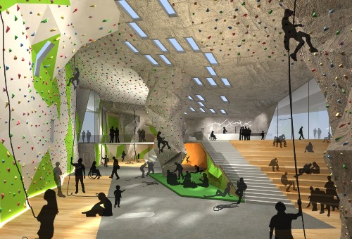 YES ARCHITECTURE., Kletterhalle Bruneck, Innenansicht
